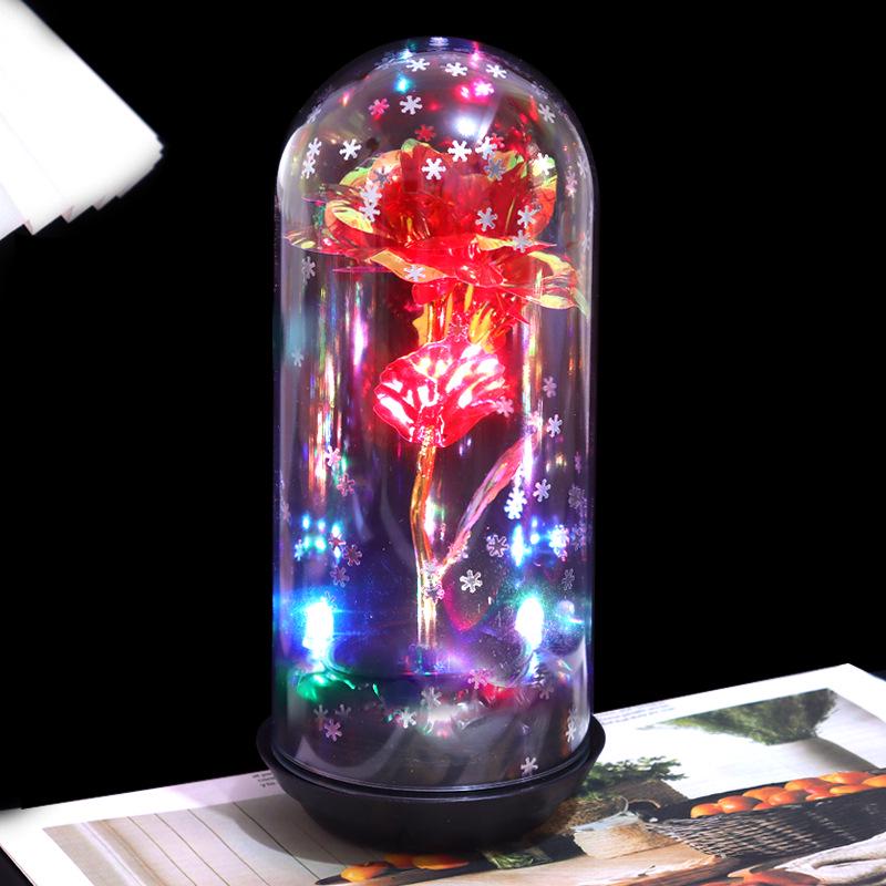 Crystal Glass Rose: Luminous Preserved Flower Music Ornament for Valentine's Day