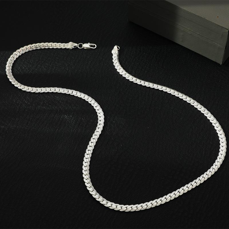 1pcs Silver Plated Necklace Women Simple Hip Hop Style 5mm Full Side Copper Chain Copper Lobster Clasp Jewelry