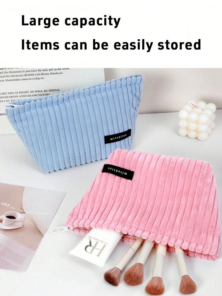 1PC New corduroy makeup bag, large-capacity plush makeup bag inner liner, portable beauty products storage bag