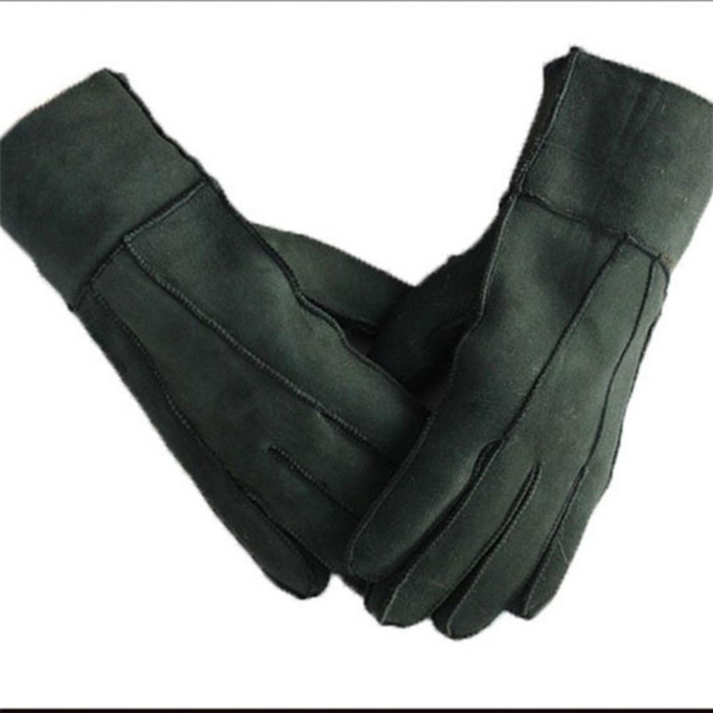 Fur integrated gloves, sheepskin wool outdoor cycling gloves, men's and women's thickened winter finger gloves