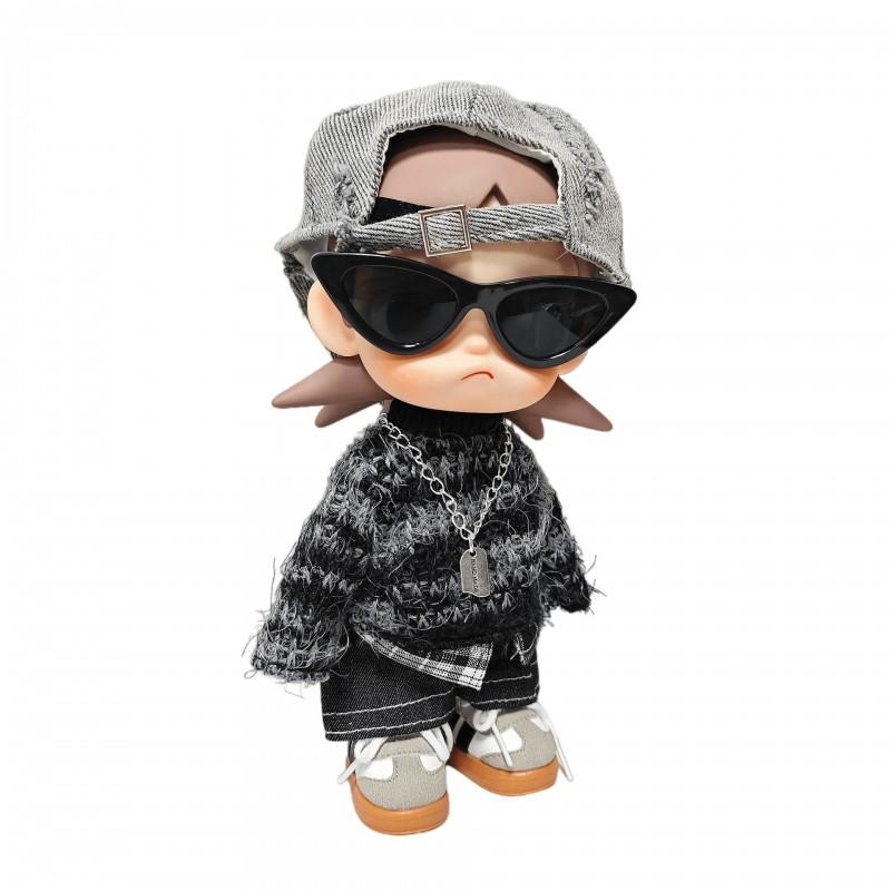 20cm 1/8 Scale BJD Doll Outfit Set Long Sleeve Sweater Pants Hat Necklace Glasses Accessory Female
