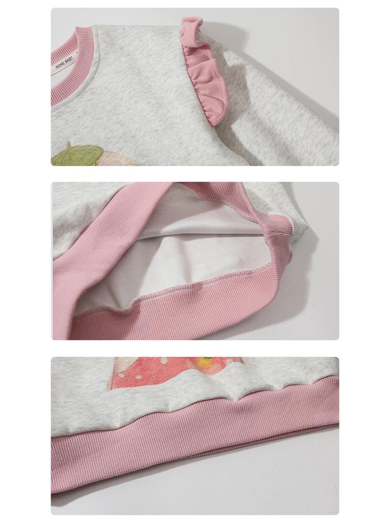 Girls' Sweet Cartoon Sweatshirt Set - Spring/Autumn Fashion Two-Piece Casual Outfit.