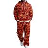 Men's Layer 2 Piece Hoodie and Cargo Pants Set with Elastic Waistband for Casual Wear
