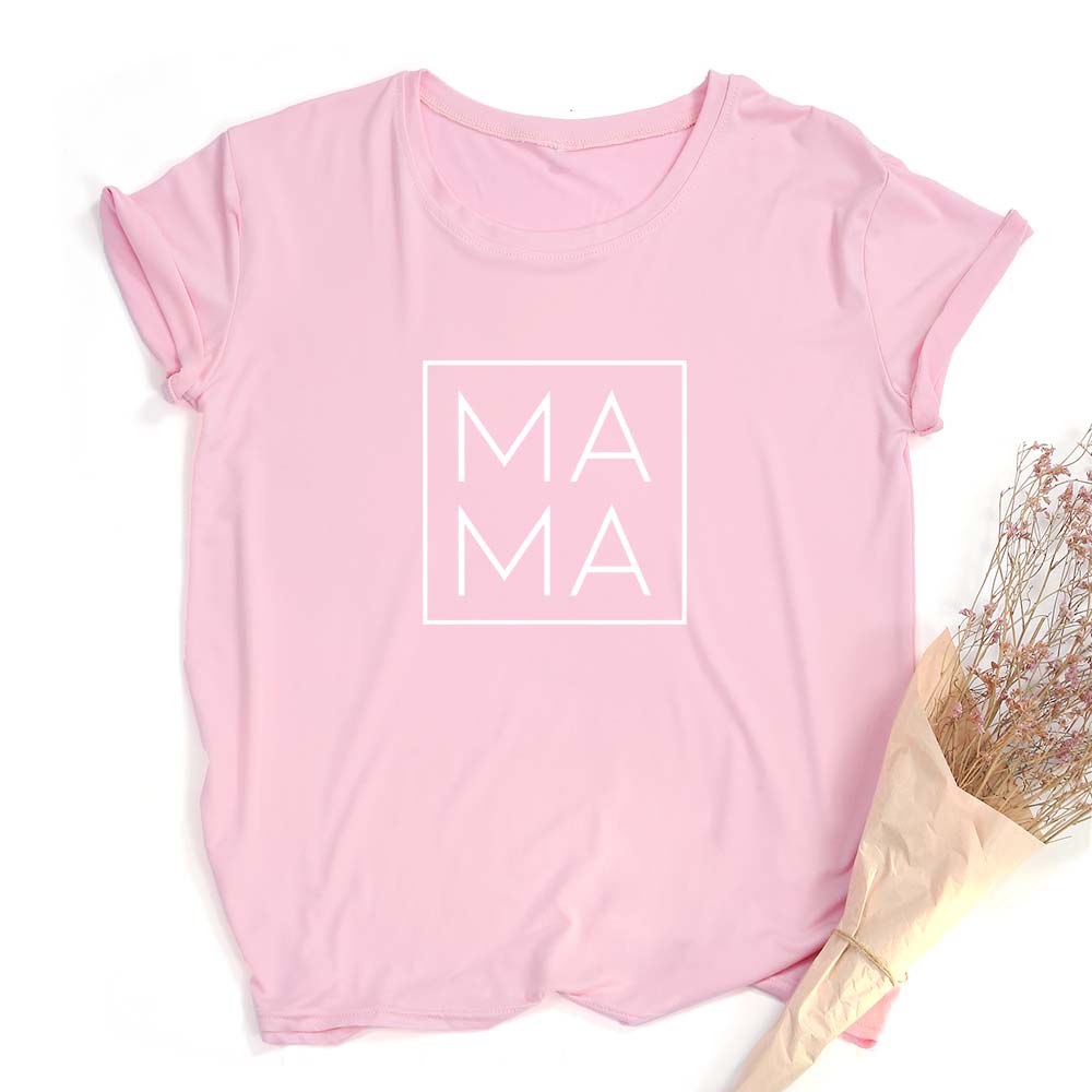Women Tshirt Mama Square Print Casual Mom Life Mother S Day Harajuku Shirt Aesthetic Korean Female