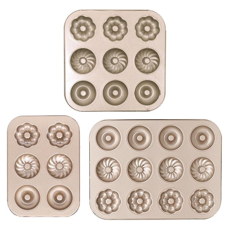 Donut Pan for Baking Nonstick Carbon Steel Doughnut Mold Bagel Bakeware Heat Resistant Cooking Supplies Cake Muffin Shaper for