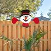 Christmas Fence Ornaments Wooden Peeking Santa Yard Decor Weatherproof Indoor Outdoor Decoration for Lawn Garden Fence