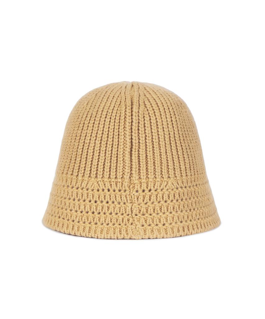 Bajal Va Square Applique Knit Bucket Hat Beige
