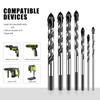 Drill Bit Set for Tile Wood Glass Concrete Brick Plastic Includes Sizes 3-12mm with Carbide Tips for Efficient Drilling