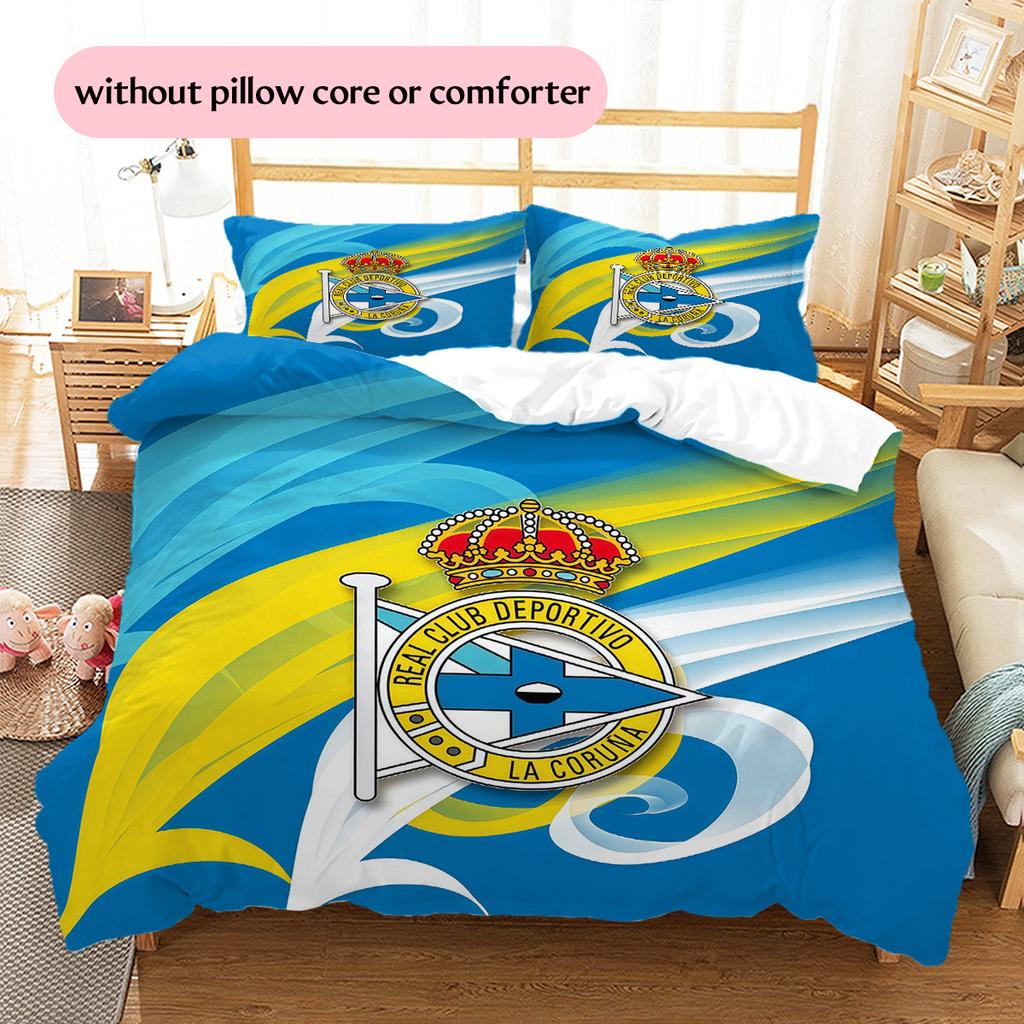 Juego de Colcha con Patrón del Deportivo La Coruña Decoración del Hogar Regalo (1 funda nórdica + 2 fundas de almohada sin relleno.)