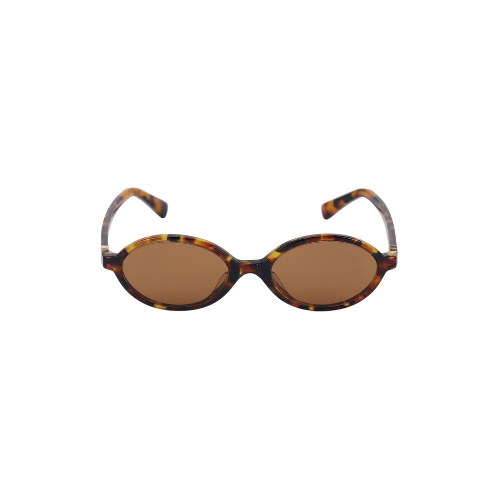 MIU MIU Logo Design Oval Sunglasses Women Sunglasses Tortoiseshell MU-04ZSF-19P2Z1