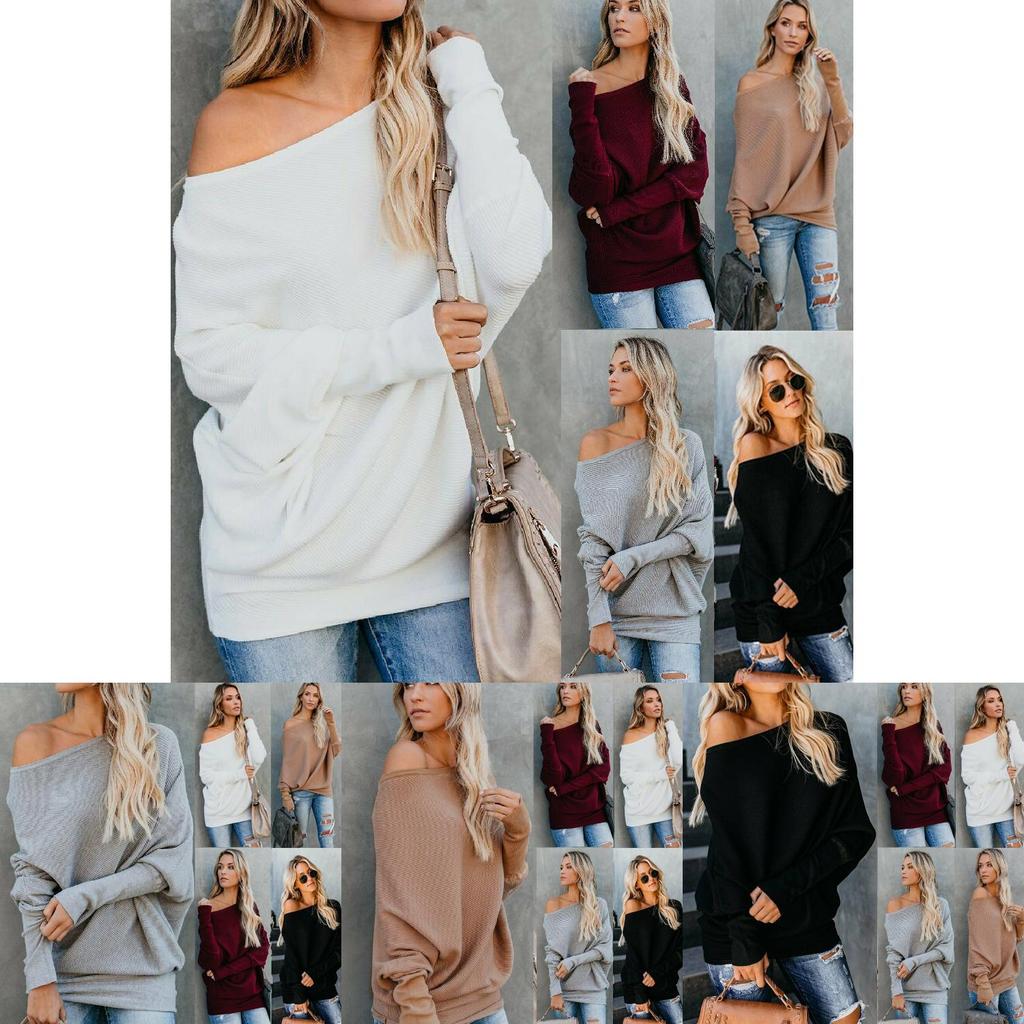 Stilvoller Damen-Strickpullover-Bluse mit einem Schulterträger, langen Ärmeln und weichem Material