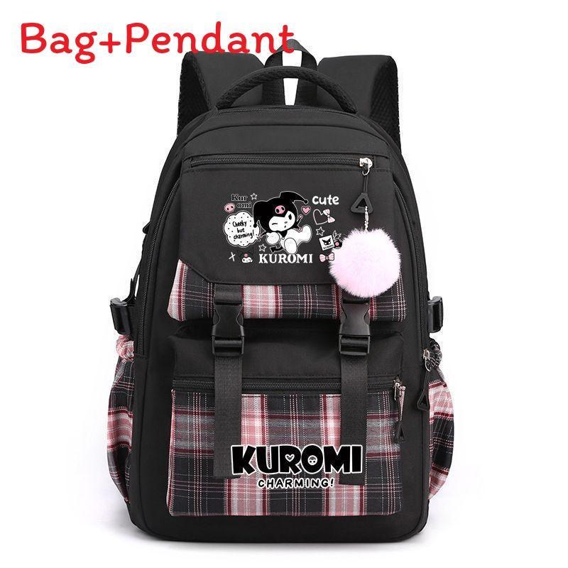 Zaino a Libro di Kuromi per Bambini Zaino in Nylon con Cartone Animato di Ragazza per Viaggi e Scuola