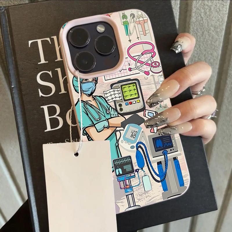

Theme For Healthcare Workers Pattern Lychee Texture Phone Case For iPhone 11 12 13 14 15 16 17 Pro Max 14 Plus 17Air Soft Cover iPhone 15 Pro Max