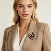 Elegant Alloy Crystal Flower Brooch for Women's Suits & Sweaters