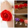 Bridesmaid Wrist Corsage Wedding Party Rose Bracelet Silk Flowers Ribbon