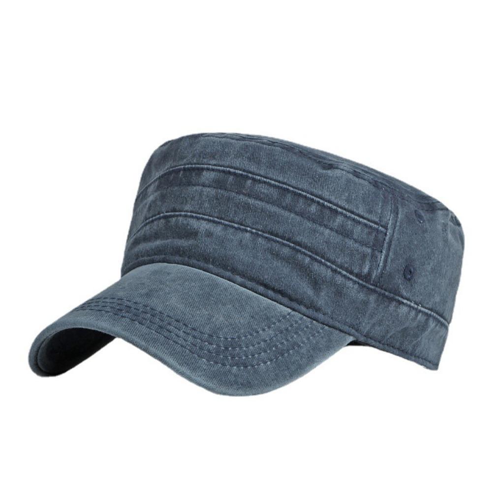 Y2k Flat Top Hat Washed Cotton Visor Hat Casual Cadet Cap  Unisex