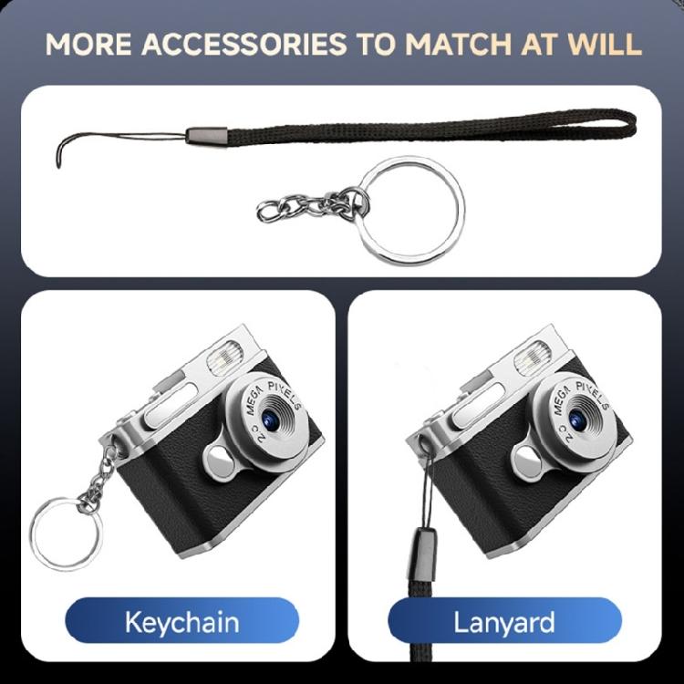 Retro Camera 12MP Photo Capture 1080P Video Recording Keychains Attachment Long Service Battery For Daily Use