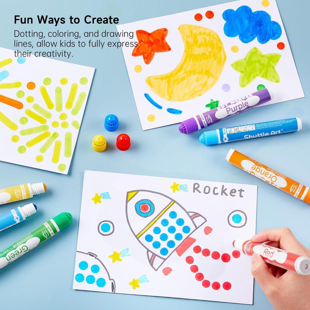 Shuttle Art Dot Marker Color 36 for Easy to Includes 5 Coloring Drawing Art Drawing Gift Pens, Colors, 12ml, Kids, Water-based, Washable, Grip, Books,