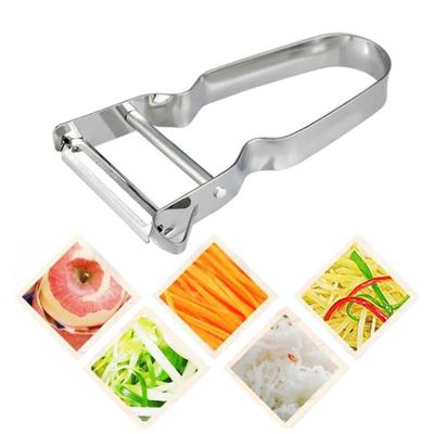 Cuțit de bucătărie din oțel inoxidabil, cuțit de curățat fructe în formă de U, mâner ergonomic, cuțit de curățat legume pentru bucătărie, cuțit de curățat legume argintiu