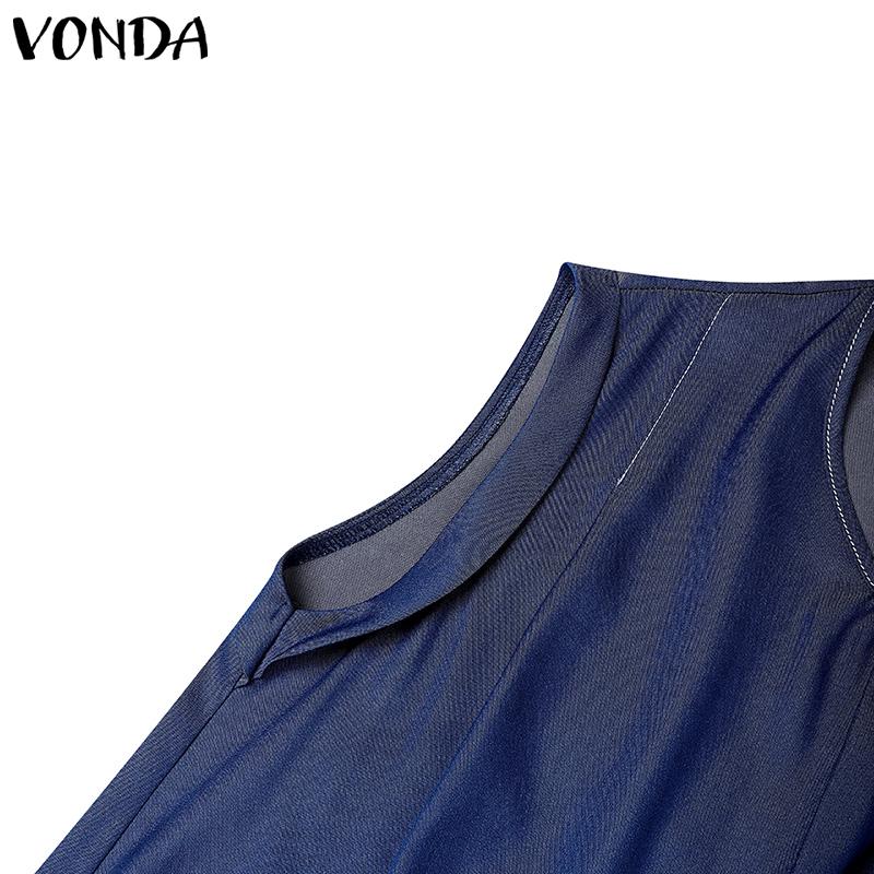 VONDA Womens Casual Sleeveless Ruffled Solid Color Tank Tops