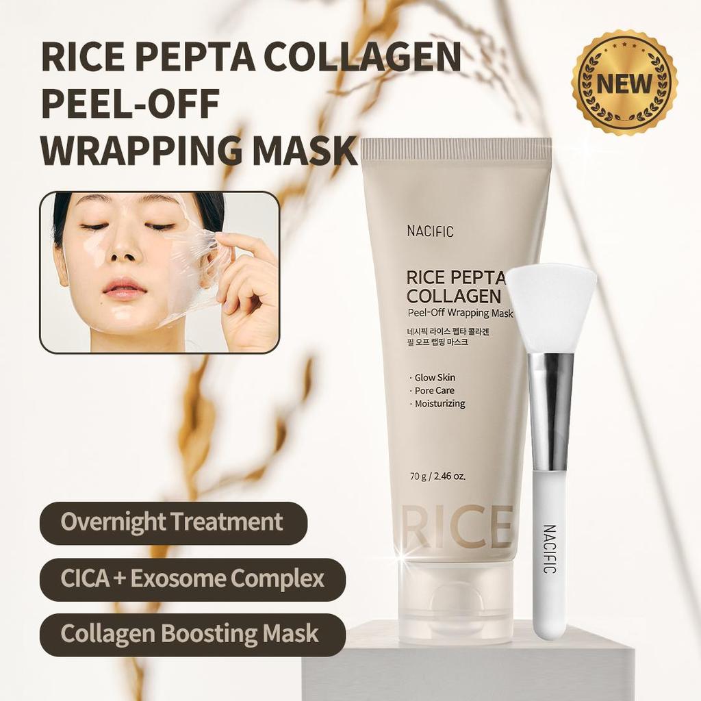 NACIFIC RICE PEPTA COLLAGEN PEEL-OFF WRAPPING MASK 70g + Brush