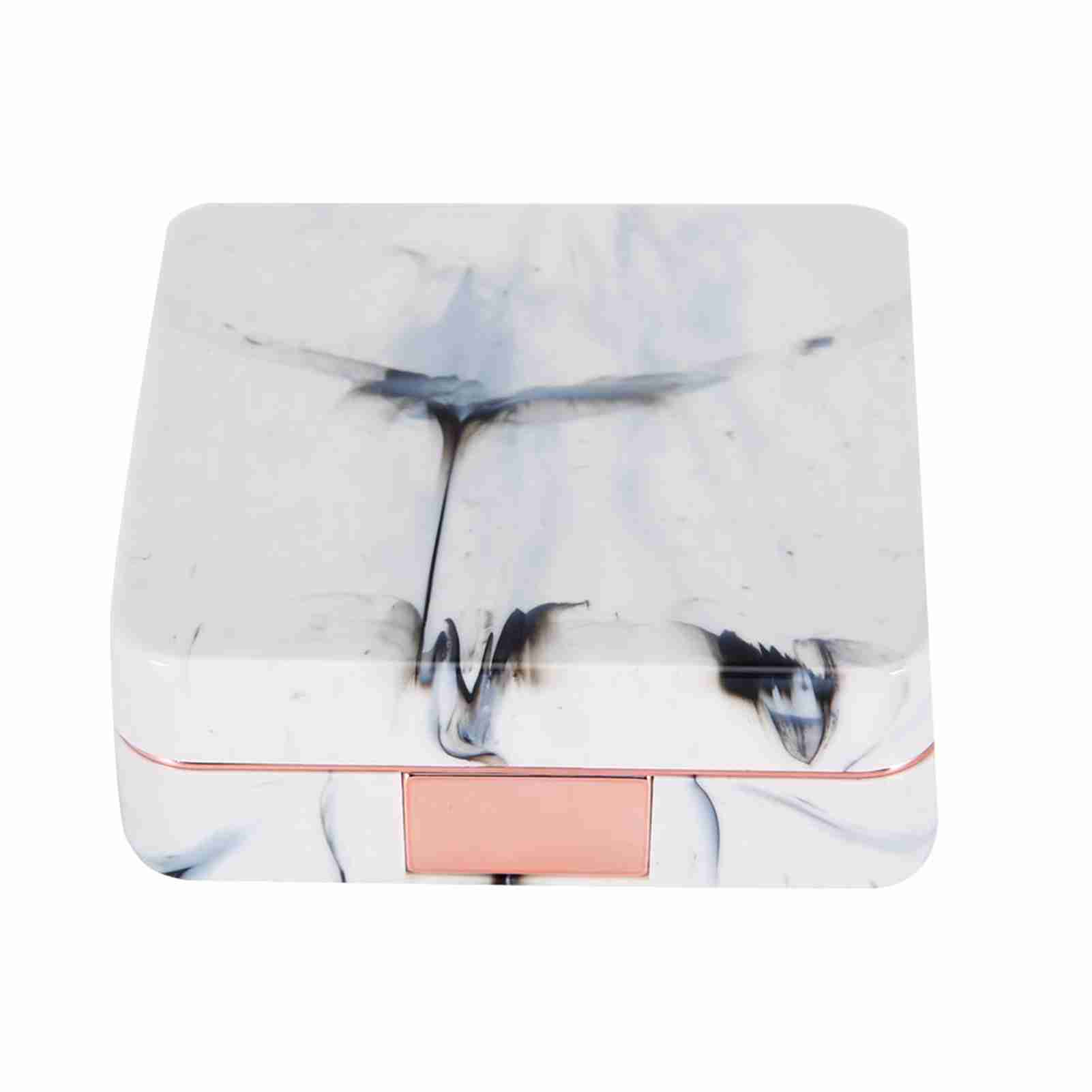 

Portable Marble Surface Mirror Square Soaking Contact Lens Case Rose Gold