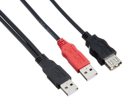 Elecom USB W Power USB A Male To USB A Simple Cable, Y-Shaped Cable, 2.0 (USB Female), Packaging, USB-AAE5DPBK