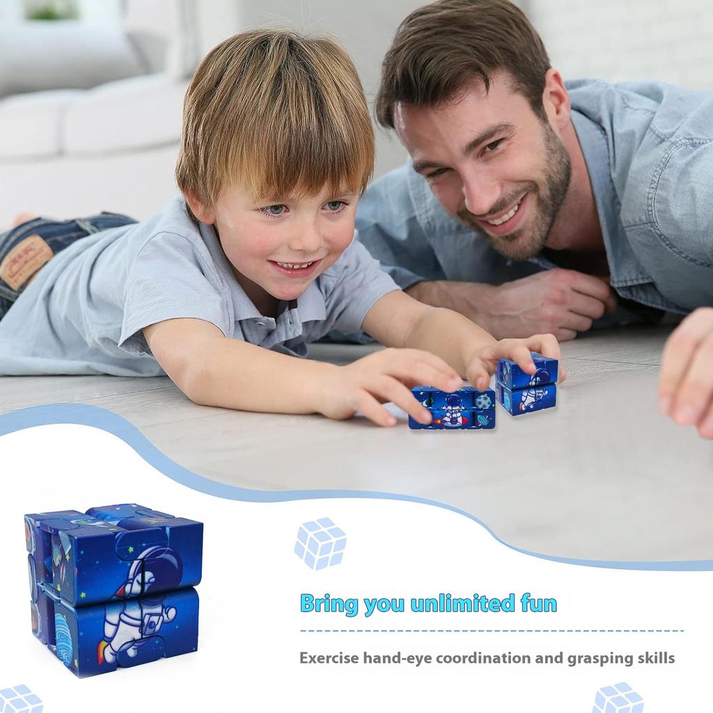 Infinity Cube Flip Space Theme ADHD Anxiety Toy - Fingertips Game Puzzle Antistress Finger Fidget Autism Hand Gifts For Kids
