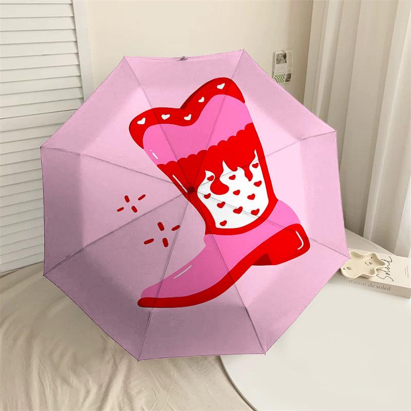 

1PC boot hearts Automatic Open/Close Umbrella with Windproof, 8-Rib Sturdy Canopy, Durable Ribs, Fashionable Design1390A