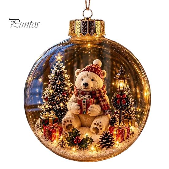 Sfere di Plastica Antirottura Ornamento Storia di Natale Luminoso, Mini Scena Festiva nella Sfera, Decorazioni Luminose Regalo Sfera Trasparente da Appendere all'Albero di Natale