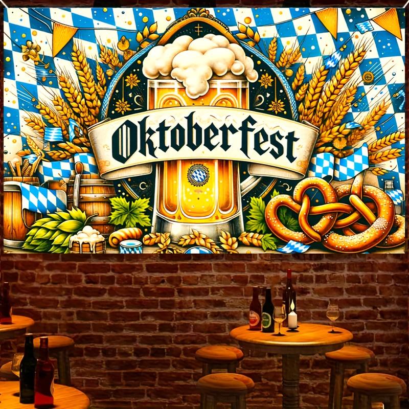 Oktoberfest Theme Banner 1 Piece - Traditional German Celebration Background, Beer and Pretzel Design