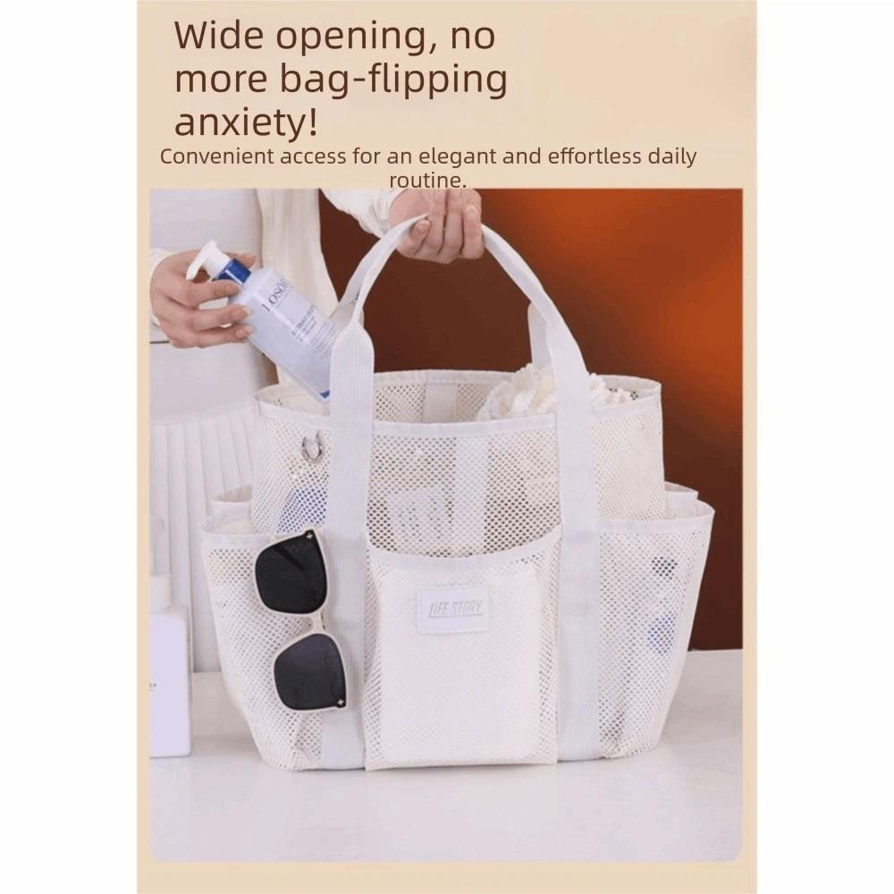 Internal Compartments Mesh Beach Bag Multi Functional Pockets Mesh Shower Bag  Pool Use