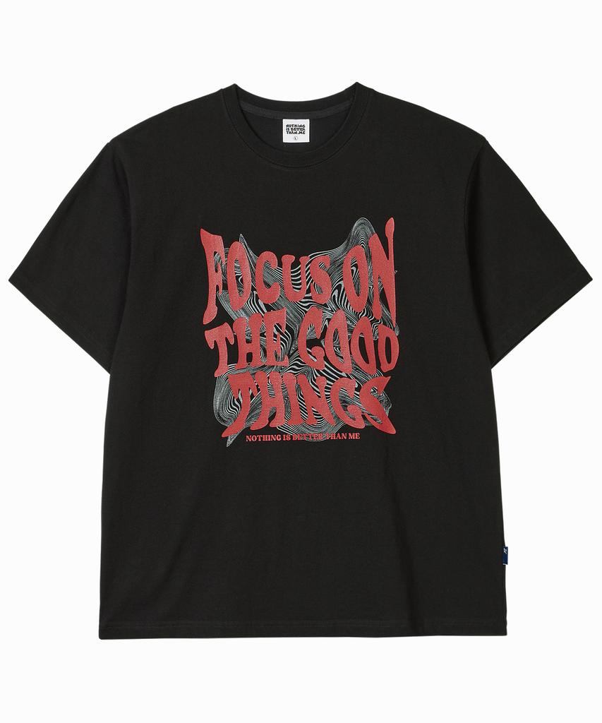 Nasttingijeubeleoldaenmi Geometry Lettering Tee_Black