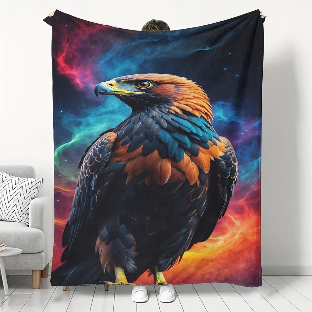 Goshawk Flannel Digital Print Blanket, Small Throw - Suitable for Sofa, Bed, Travel, Camping, Living Room, Office Chair