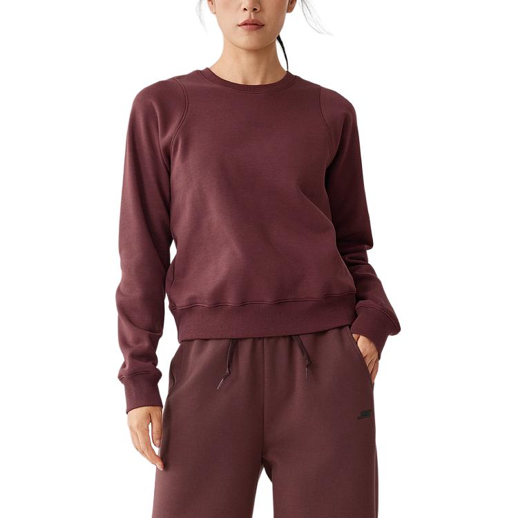 Skechers Solid Color Versatile Warm Casual Long Sleeve Sweatshirt Women tops P425W075-05Y9