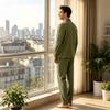 Men's Comfortable Button-Down Pajama Set Long Sleeve Loungewear for Sleep and Home