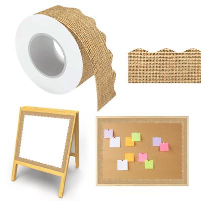 Burlap Bulletin Board Border Scalloped Bulletin Border Trim Sticker Back-to-School Bulletin Board Stickers for Classroom