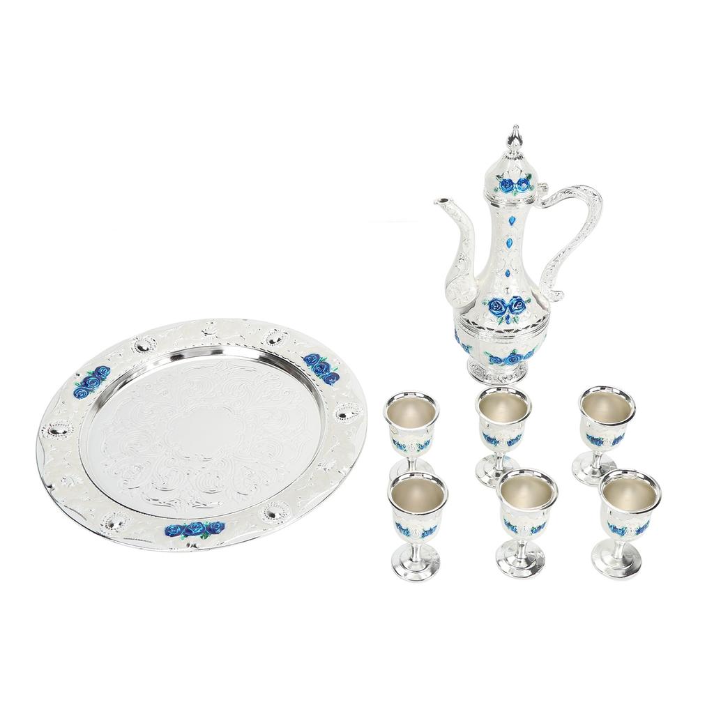 Vintage Coffee Pot Set Multipurpose European Court Style Innovative Metal Tea Pot Cups Set for Home