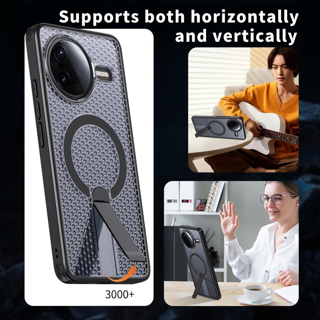 Militärisches Anti-Fall-Kühlloch-Design Magnetische Hülle Für Xiaomi Poco F7 Ultra Redmi K80 Pro Metallständer TPU Acryl Rückseite