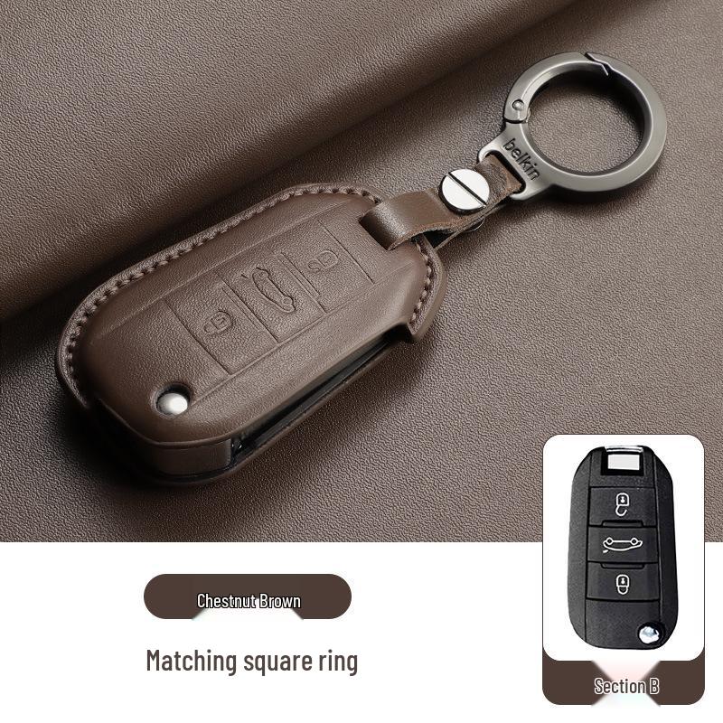 Echte Leder Autoschlüsselhülle für Citroen C3 Picasso/C5