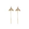 Fashion Long Tassel Ear Line Earrings For Women Korean Temperament Crystal Fish Tail Drop Earrings Girls Daily Party Jewelry