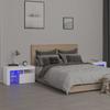 VidaXL 2x Bedside Tables and LED Lights Nightstands Bedside Cabinets Bed Cabinets Bedroom Furniture White 3152770
