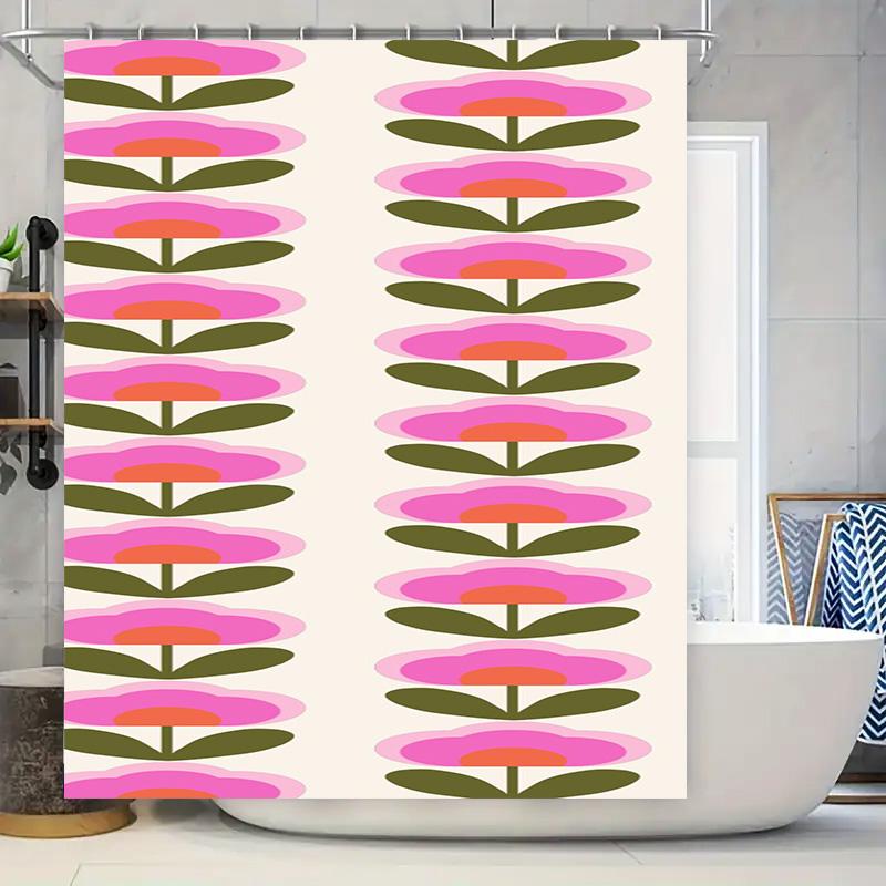 

Vintage Style Shower Curtain With Pink Green Red Floral Design For Bathroom Decor Home Decoration (L) 72X84 Inches By Taurusduan W60H190(CM)-1 Pcs