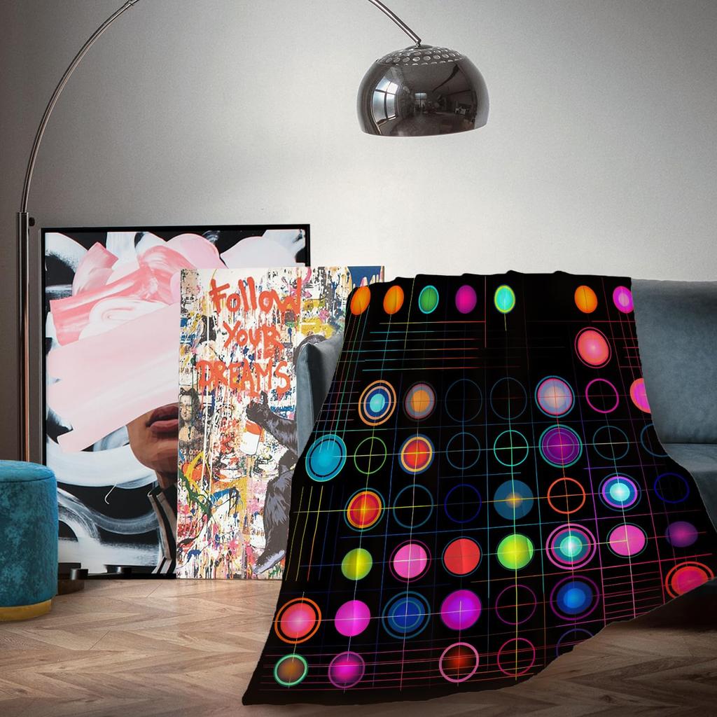 Geometry Fleece Throw Blanket Ultra Soft Cozy Modern Geometric Flannel Blanket for Sofa Couch Bed Chair Camping Travel Or Dorm