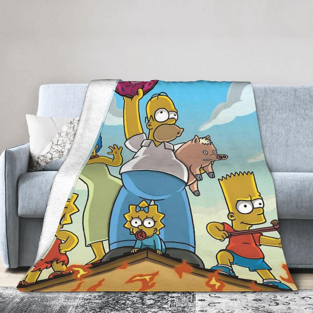 T-The Simpsons Warm Soft Blankets Girls Boys Plush Throw Blanket Novelty Couch Chair Flannel Bedspread Sofa Bed Cover