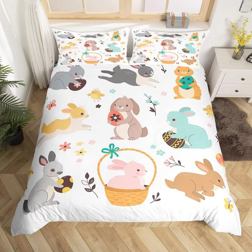 Colorful Easter Egg Down Comforter Set Bedding Set 3-piece Duvet Cover Set