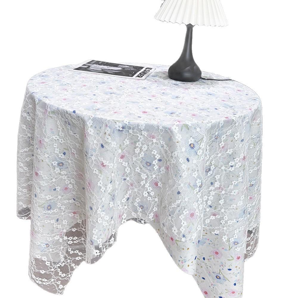 Lace Floral Tablecloth Desk Flannel Fabric Decoration Small Coffee Table Bedside Table Rectangular Retro Korean Style