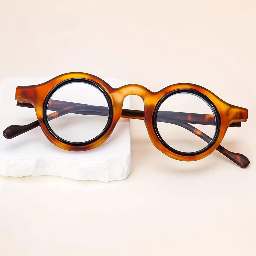 New Men Women Anti Blue Glasses Vintage Fashion Versatile Color Blocking Eyeglasses Unisex Circle Blocking Blue Light Eyewear