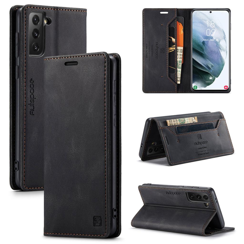 Premium Vintage Leather Wallet Case for Samsung Galaxy S21+ / S21 Plus - Flip Cover with Card Slots, Shockproof Retro Style (4 Colors)