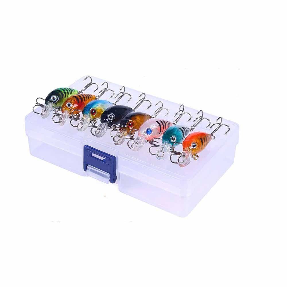 8Pcs/Box Floating Artificial Bait Mini Size Topwater Fishing Bait Fishing Lure  Saltwater Fishing